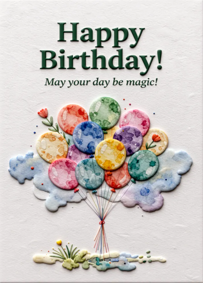 Balloon Bouquet, birthday card cover