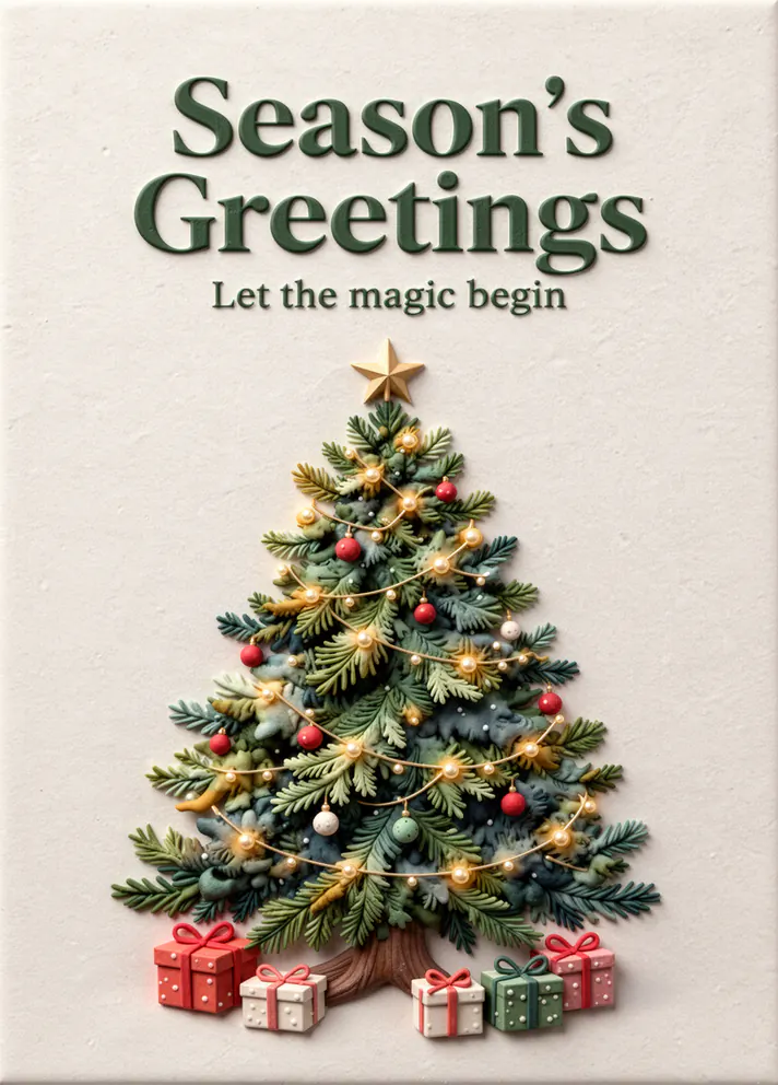 Cozy Tree, Christmas card cover