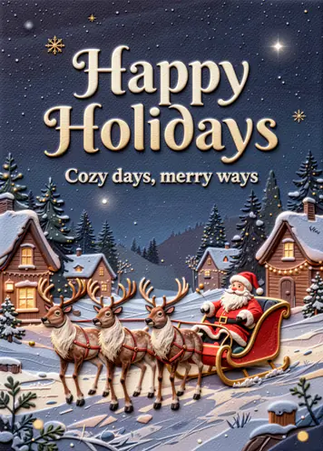 Santa's Sleigh, Christmas card cover