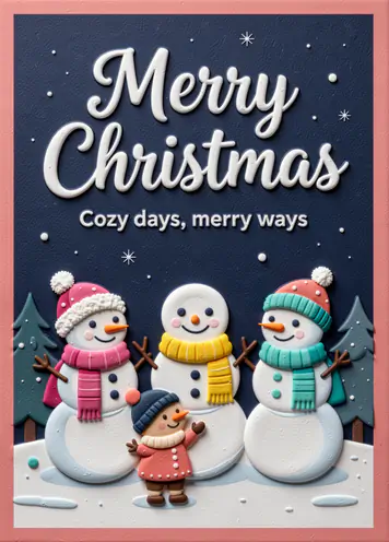 Snowman Trio, Christmas card cover