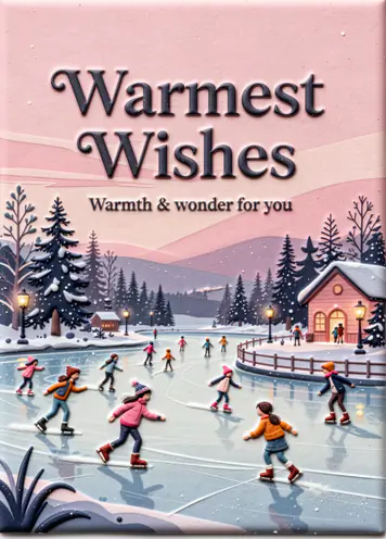 Ice Skating Joy, Christmas card cover