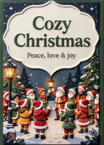 Caroling Friends, Christmas card cover