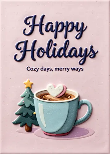 Hot Cocoa Heart, Christmas card cover