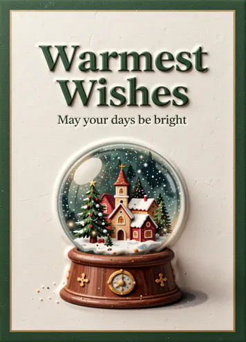 Snow Globe, Christmas card cover