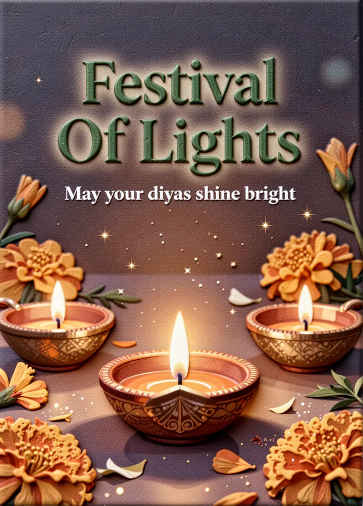 Diyas Glow, Diwali card cover