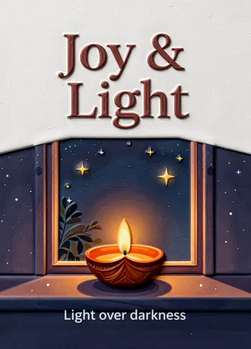 Diya In Window, Diwali card cover