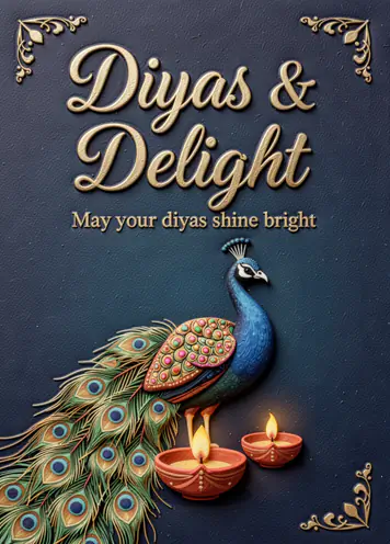 Peacock Elegance, Diwali card cover