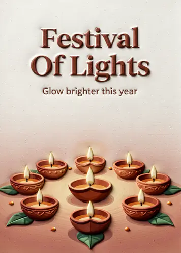 Golden Lamps, Diwali card cover