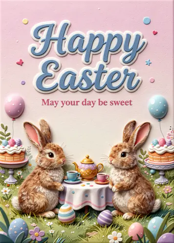 Bunny Party, Easter card cover