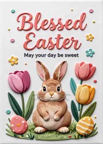 Bunny Hide & Seek, Easter card cover