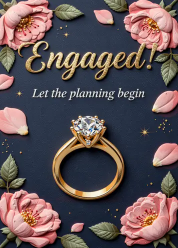 Rose Petals, engagement card cover