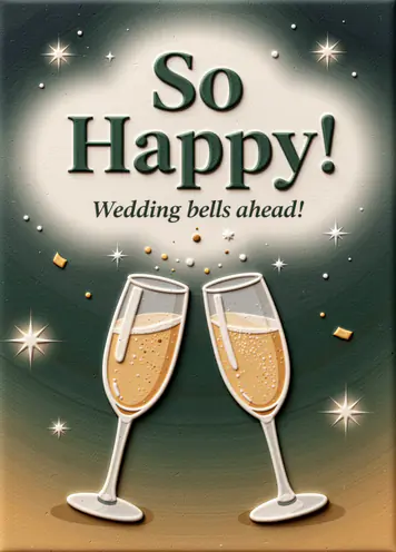Champagne Cheers, engagement card cover