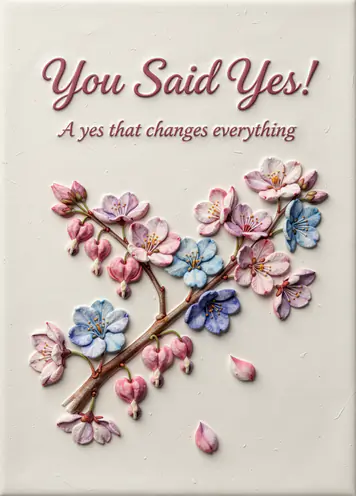 Blooming Love, engagement card cover