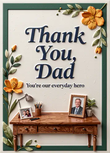 Mahogany Desk, Father’s Day card cover