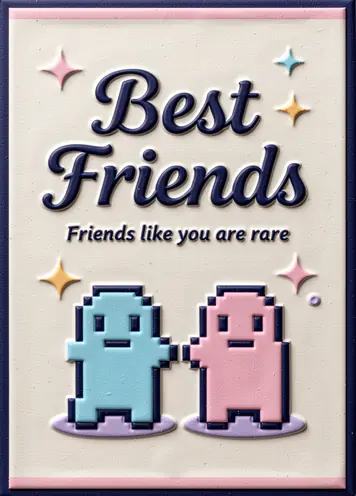 Tetris Hearts, friendship card cover
