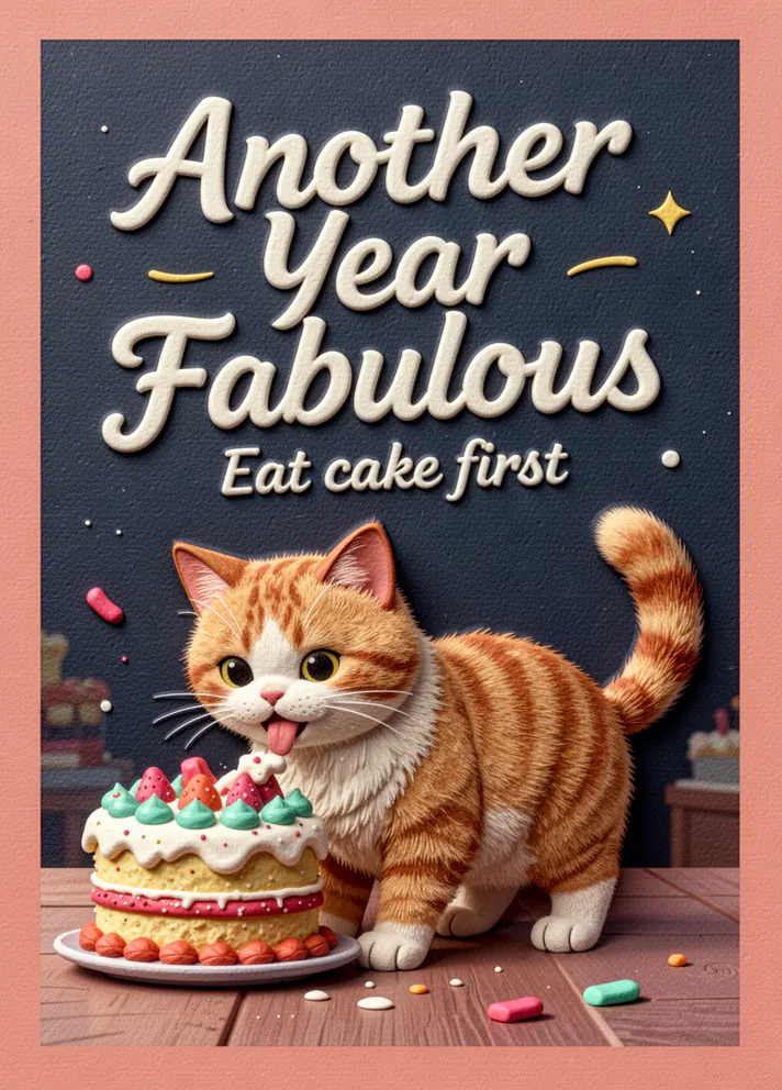 Cake Fiasco, funny birthday card cover