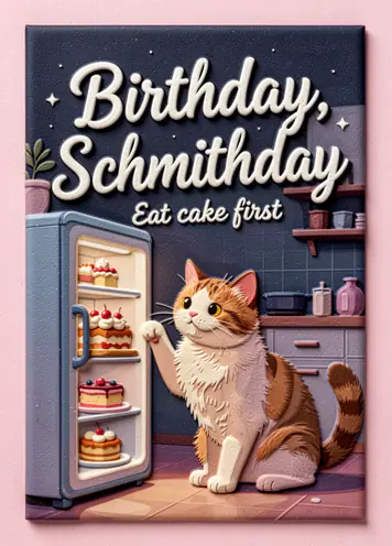 Sneak Peek Cake, funny birthday card cover