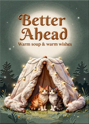 Warm Blanket Fort, get well card cover