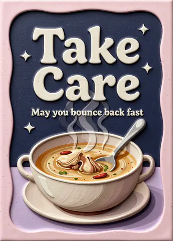 Chicken Soup, get well card cover