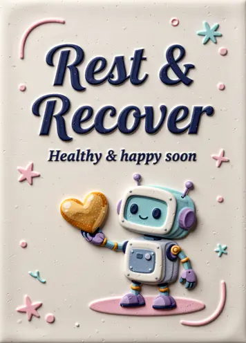 Little Helper Robot, get well card cover