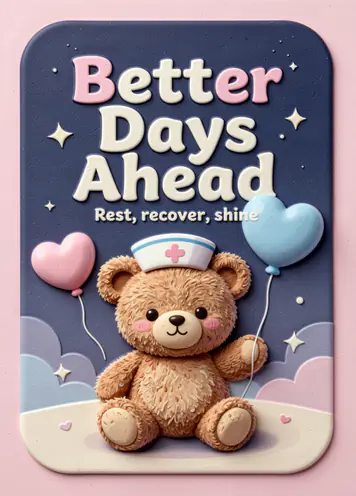 Teddy Nurse, get well card cover