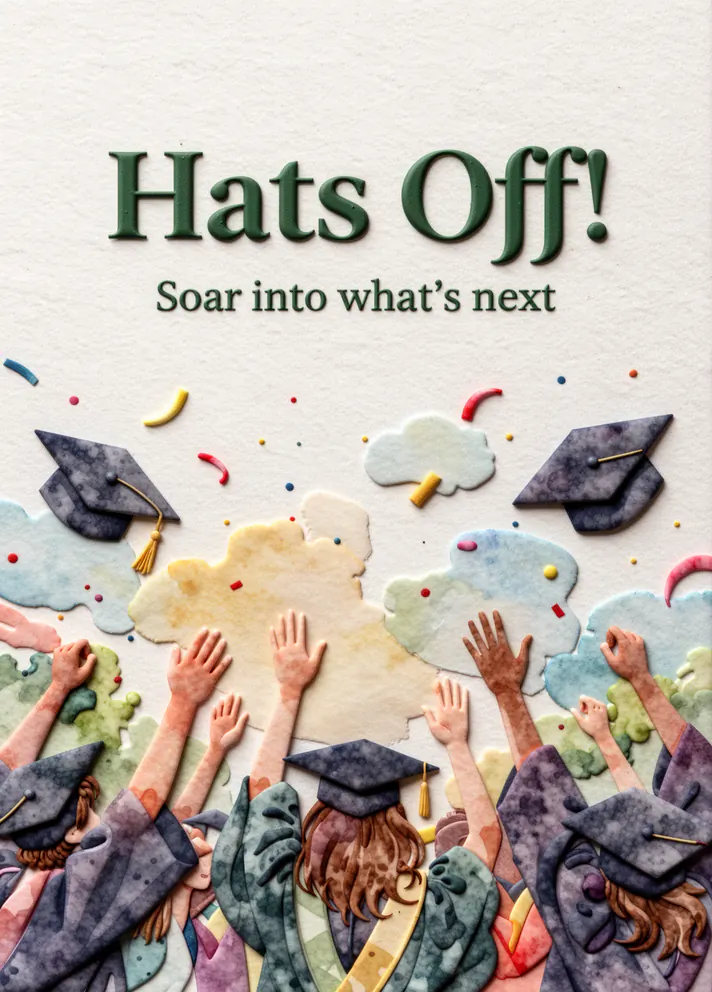 The Toss, graduation card cover