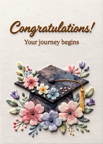 Floral Scholar, graduation card cover