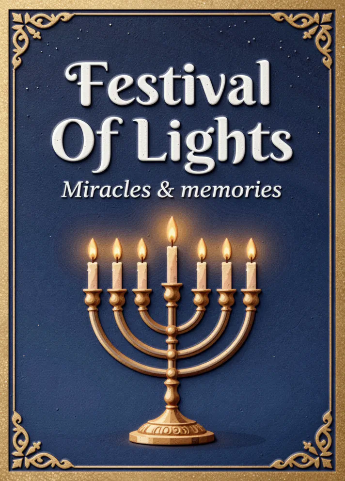 Menorah Glow, Hanukkah card cover
