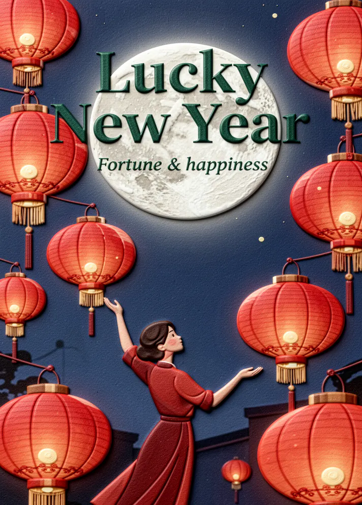 Red Lanterns, Lunar New Year card cover