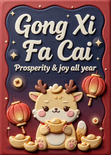 Year Animal Charm, Lunar New Year card cover