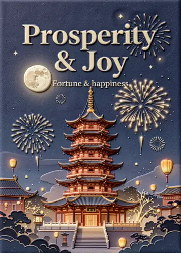 Night Sky Temple, Lunar New Year card cover