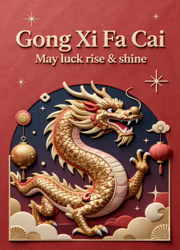 Dragon Dance, Lunar New Year card cover