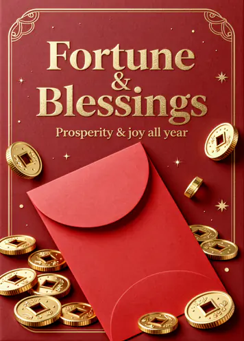Gold Coins, Lunar New Year card cover