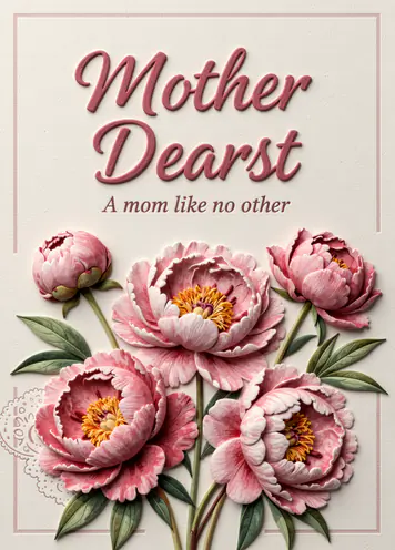 Peonies & Lace, Mother’s Day card cover