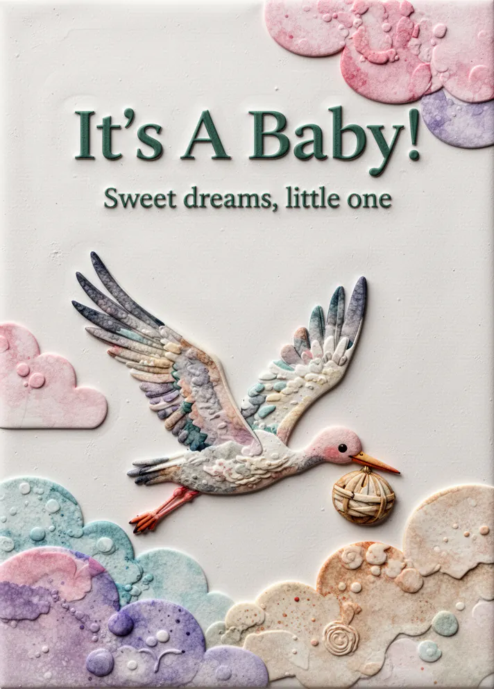 Stork Delivery, new baby card cover