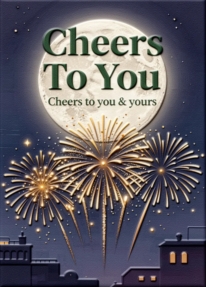 Fireworks Sky, New Year card cover