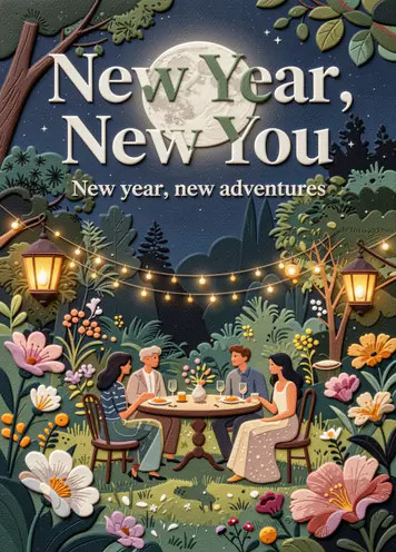 Midnight Garden, New Year card cover