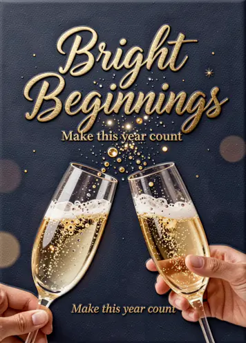 Champagne Splash, New Year card cover
