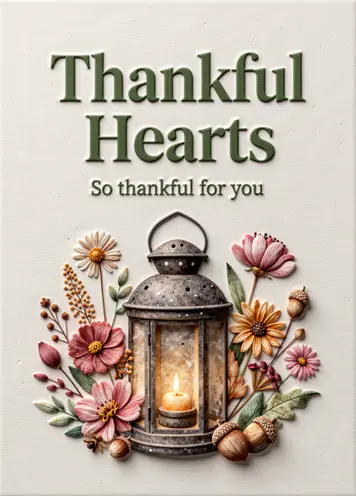Give Thanks Lantern, Thanksgiving card cover