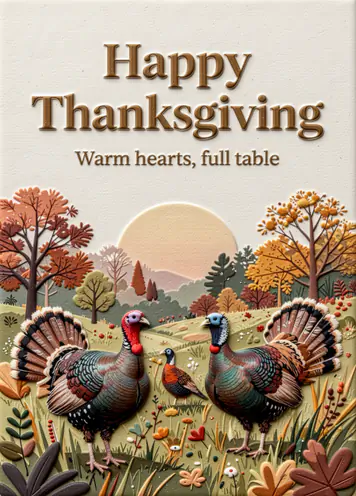 Feather Friends, Thanksgiving card cover