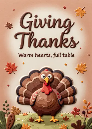 Cozy Turkey, Thanksgiving card cover