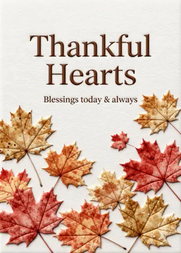 Falling Leaves, Thanksgiving card cover
