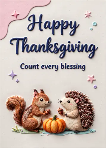 Woodland Friends, Thanksgiving card cover