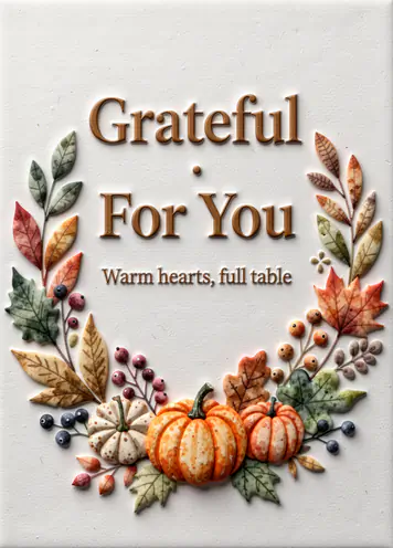 Autumn Wreath, Thanksgiving card cover