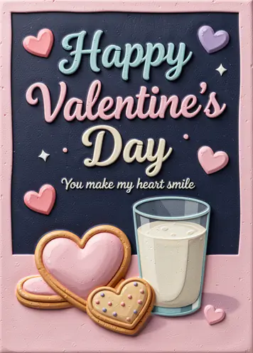 Milk & Cookies Hearts, Valentine’s Day card cover