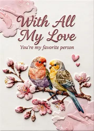 Love Birds, Valentine’s Day card cover