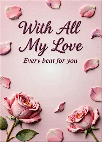 Falling Petals, Valentine’s Day card cover