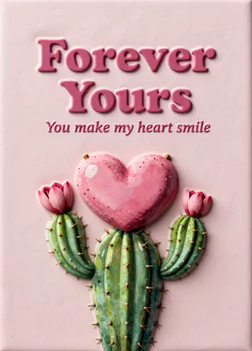 Heart Cactus, Valentine’s Day card cover