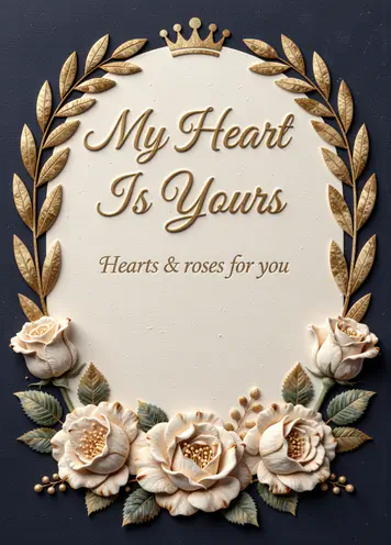 Golden Monogram Wreath, Valentine’s Day card cover