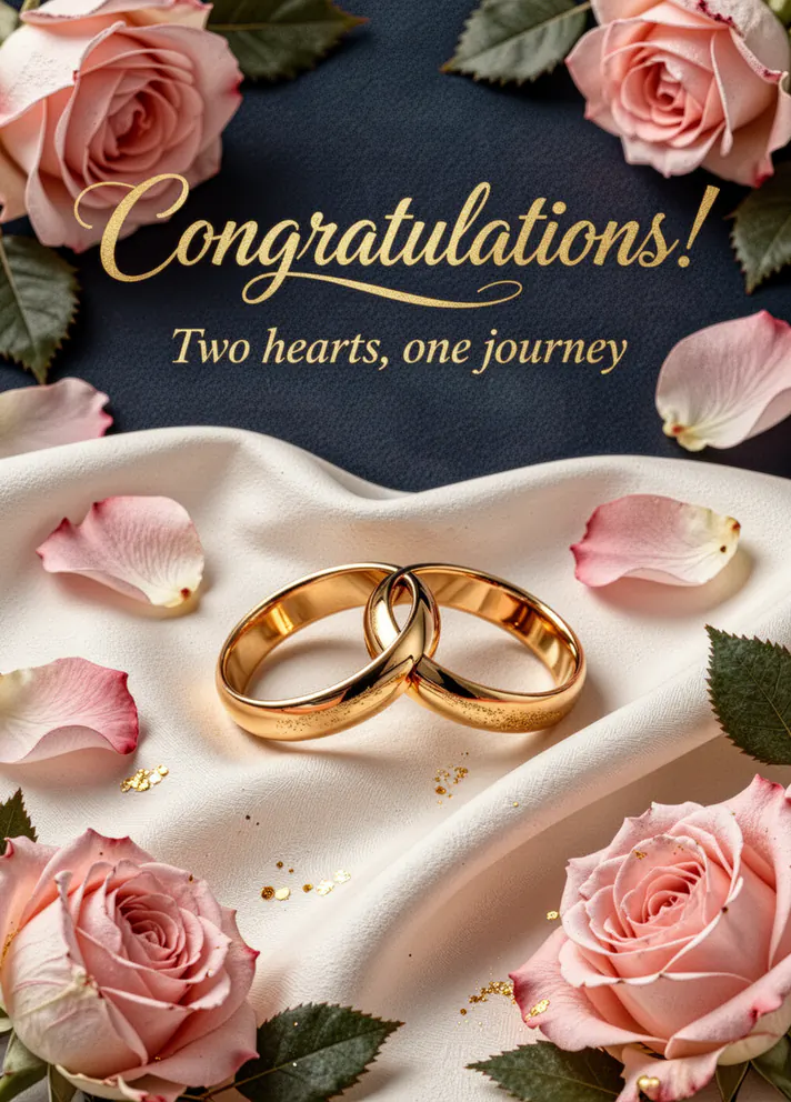 Golden Rings, wedding card cover